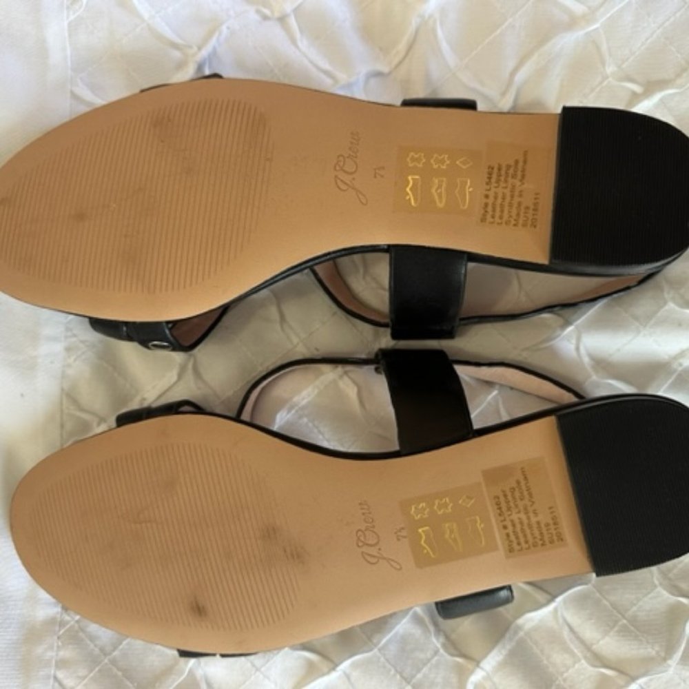 J. Crew black strappy flats with grommet detail, size 7.5, like new - Picture 3 of 3